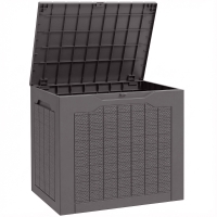 Outsunny 93L Plastic Garden Storage Box, Outdoor Storage Box with Handles, Waterproof Outdoor Storage Container, Brown