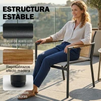Outsunny Conjunto Jardín Exterior con Sofá de 2 Plazas 2 Sillones Mesa con Superficie Metálica Asientos Transpirables Crema(m-6)