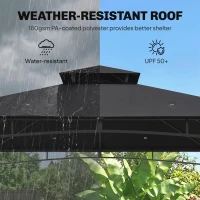 Outsunny 3 x 3 m Gazebo, Garden Gazebo with 2-Tier Roof, Metal Frame, Black(m-4)