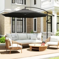 Outsunny 3m Overhanging Cantilever Parasol, with Cross Base - Black(m-8)