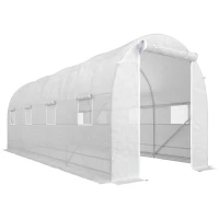 Outsunny Serra da Giardino a Tunnel 5x2x2m con Struttura in Acciaio e Telo in Polietilene Bianco(m-1)