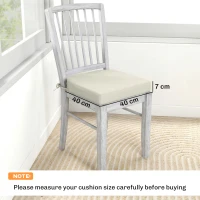 Outsunny Outdoor Chair Seat Cushions Set of 2, Garden Chair Cushions with 7cm Thick Foam & Ties, Cream White(m-3)