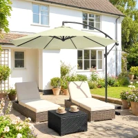 Outsunny 3m Overhanging Cantilever Parasol, with Cross Base - Beige(m-9)