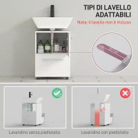HOMCOM Mobile Sottolavabo Bagno con Cassetto e Armadietto, in Legno, 41.5x35.5x59 cm, Bianco(m-4)