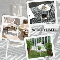 Outsunny Two-Tier Metal Garden Table - White(m-6)