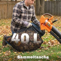 Outsunny 3000W 3-in-1 Elektrischer Laubbläser und Staubsauger mit 40L Auffangbeutel, 4 Rädern, verstellbarem Gurt, Orange(m-7)