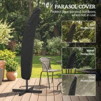 Outsunny 3m Overhanging Parasol, with Base, Weights and Cover - Light Grey(m-7)