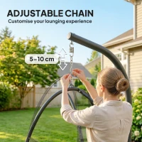 Outsunny Hanging Egg Chair, Indoor Outdoor Swinging Hammock Chair with Stand, Foldable Basket, Side Pocket, Dark Grey(m-5)