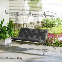 Outsunny Garden Bench Cushion, 2 Seater Swing Chair Cushion, Seat Pad with Ties for Indoor and Outdoor Use, 110 x 120 cm, Black(m-8)