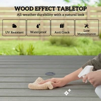 Outsunny 5 Pieces Outdoor Dining Set for 4, Garden Table and Stackable Chairs with Breathable Mesh Seat, Grey and Khaki(m-4)