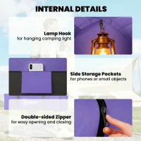 Outsunny 2 Person Camping Tent, Dome Tent with Zipped Doors, Storage Pocket, Portable Handy Bag, Light Purple(m-5)