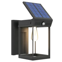 Outsunny Lampa solarnej ogrodowa zewnętrzna Solarlampe, odporna na warunki atmosferyczne, czujnik ruchu, 14 cm x 24 cm x 24 cm, Czarny(m-11)