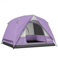 Outsunny 3-4 Person Camping Tent, Easy Set Up 3-4 Man Tent w/ Sewn-in Groundsheet, Waterproof Dome Tent w/ Mesh Windows(m-1)