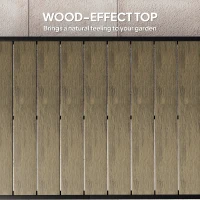 Outsunny Aluminium Outdoor Garden Dining Table for 8 People, Faux Wood Top, for Garden, Patio, 190 x 90 x 74cm, Brown(m-4)