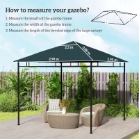 Outsunny 3 x 3 m Gazebo Canopy Replacement Cover, Garden Gazebo Roof Replacement with Drain Holes, TOP COVER ONLY, Grey(m-3)