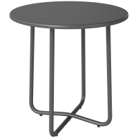 Outsunny 48 cm Round Garden Side Table, Small Metal Outdoor Garden Table with Rolled Edge, Dark Grey