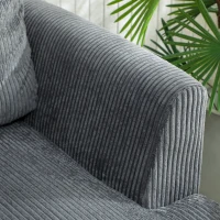 HOMCOM Sofá de 3 Plazas Tapizado en Pana Acolchado Grueso de Muelles Asiento Ancho 2 Almohadas 188x80x86 cm Gris Oscuro(m-9)