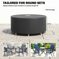 Outsunny Round Garden Furniture Cover, Waterproof Garden Table Cover, 420D Heavy Duty Oxford for Outdoor, Dia.214 x 70 cm, Black(m-3)