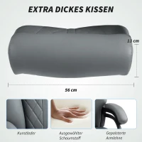 HOMCOM Directiestoel, 150 kg belastbare Big and Tall bureaustoel van PU-leer met veergevuld zitkussen, antracietgrijs(m-5)