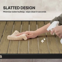 Outsunny Aluminium Outdoor Garden Dining Table for 8 People, Faux Wood Top, for Garden, Patio, 190 x 90 x 74cm, Brown(m-5)