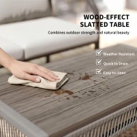 Outsunny 4 Piece Rattan Garden Furniture Set with Loveseat, Armchairs, Table, Steel Frame Wicker Patio Conversation Set, Grey(m-7)