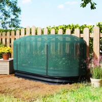 Outsunny Galvanised Raised Garden Bed Kit with Self Watering System and Mesh Cover, Garden Boxes, 6x3Ft, Dark Grey and Green(m-9)
