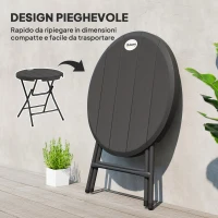 Outsunny Tavolo da Giardino Rotondo Pieghevole per 4 Persone in Alluminio e Plastica HDPE, Ø80x73 cm, Grigio(m-4)