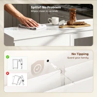 HOMCOM Szafka Bufetowa, Szafka Boczna z 4 Szufladami, 2 Drzwiami Szklanymi, Nowoczesny Design, MDF, Biała(m-8)