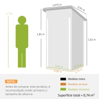 Outsunny Abrigo Exterior Metálico 107,5x91x185 cm Abrigo de Jardim com Teto Inclinado Porta com Trinco Ventilação e Luvas Cinza Escuro(m-3)