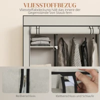 HOMCOM Schrank aus Stoff, Aufbewahrungslösung, 6 Regale, 1 Kleiderstange, Creme(m-5)