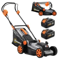 Outsunny 18V Cordless Lawnmower with 2 x 4Ah Batteries, Battery Lawn Mower with 34cm Cutting Width, Mulching Feature(m-11)
