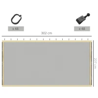 Outsunny 302 x 207cm Universal Replacement Mesh Sidewall Netting for Gazebos and Canopy Tents, (Sidewall Only) Beige(m-3)