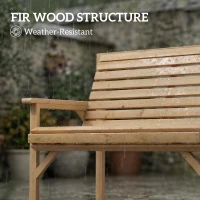 Outsunny 2 Seater Wooden Garden Bench, Slatted Patio Bench with Armrest and Backrest, Outdoor Furniture for Indoor, Balcony(m-5)