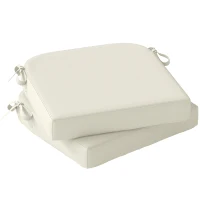 Outsunny Outdoor Chair Seat Cushions Set of 2, Garden Chair Cushions with 7cm Thick Foam & Ties, Cream White(m-1)
