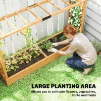 Outsunny Raised Planter with Trellis, Wooden Raised Bed for Garden with Hanging Roof and Drainage Holes, Outdoor Planter Box(m-4)
