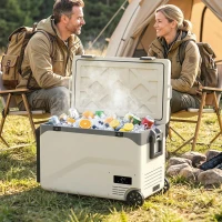 Outsunny 42.5L Compressor Car Fridge Freezer, Camping Refrigerator with App Control, 20℃-20℃(m-2)
