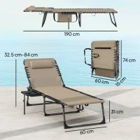 Outsunny Five-Position Reclining Sun Loungers Set of 2 - Beige(m-3)