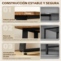 HOMCOM Escritorio Industrial 120x60x76 cm Mesa de Ordenador Patas de Acero para Casa Oficina Estudio Marrón Rústico(m-5)