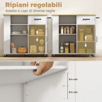 HOMCOM Mobile Cucina con Cassetto, Armadietto e Ripiano Regolabile, Bianco(m-5)