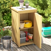 Outsunny Wooden Garden Shed, Garden Tool Storage Shed with Metal Top and Shelf, Light Brown(m-8)