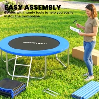 SPORTNOW Trampoline Extérieur Ø183 cm pour Enfants et Adultes +6 Ans avec Filet de Sécurité Échelle 2 Marches Bleu(m-5)