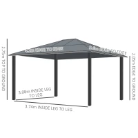 Outsunny Gazebo da Giardino in Alluminio con Tetto in PC, 430x360x265 cm(m-3)