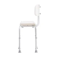 HOMCOM Scaun de Duș Antiderapant cu Spătar și Înălțime Reglabilă pe 8 Poziții, 50,6x43x71-88 cm, Alb(m-22)