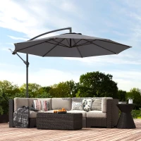 Outsunny 3 m Overhanging Cantilever Parasol, with Cross Base - Grey(m-2)