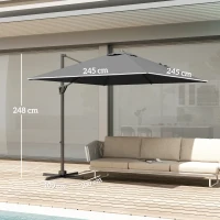 Outsunny Patio Offset Parasol Umbrella - Dark Grey(m-3)