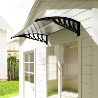 Outsunny Front Door Canopy, Outdoor Awning, Rain Shelter for Window, Porch and Front/Back Door, 103 x 96.5 cm, Clear(m-9)