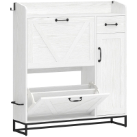 HOMCOM Zapatero Estrecho con 2 Cajones Abatibles Estantes Ajustables para 12 Pares para Espacio Reducido 106,7x26x116cm Blanco