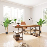 HOMCOM Conjunto de 2 Plantas Artificiais Ø17x120 cm Bananeiras Atificiais com Vaso e 15 Folhas Plantas Artificiais Decorativas Verde(m-7)