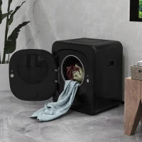 HOMCOM Uscător cu Aer, Capacitate 4kg, Timer și Program Smart, din Oțel Inoxidabil și ABS, 48x40x56 cm, Negru(m-9)