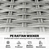 Outsunny Rattan Bistro Set, Reclining Garden Chairs and Glass Coffee Table with Cushions for Patio Balcony Porch, Light Grey(m-5)